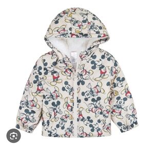 New Disney Mickey Mouse Kids Puffer Jacket Cream and Black 4T
